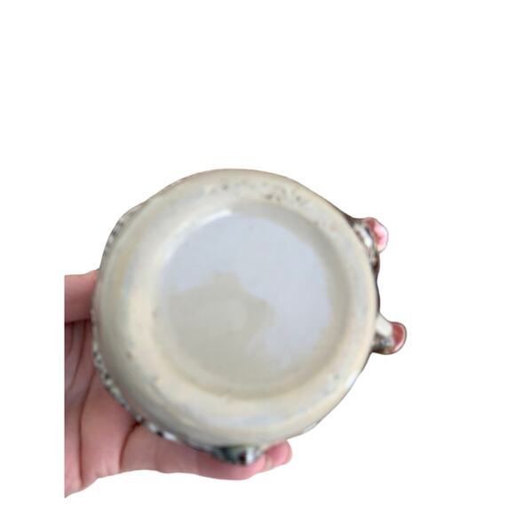 Beautiful Ceramic Pottery Planter Brown Floral Turtle  Painted Small - Picture 5 of 5